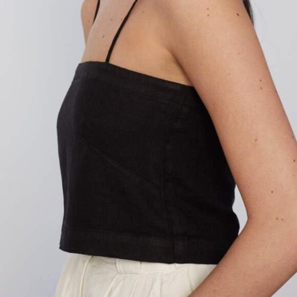 decade studios linen squareneck croptop dana top - Picture 2 of 6